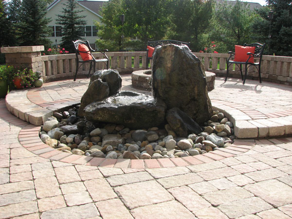 Handcarved Fountain around Firepit